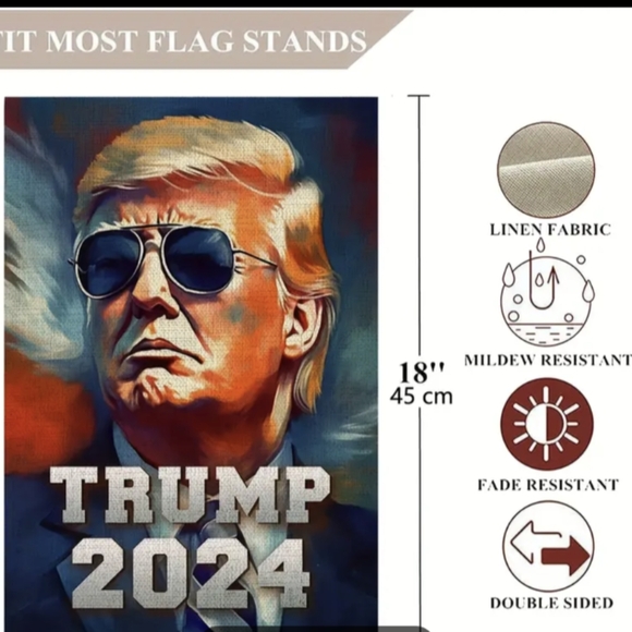 FREE with Bundle Trump 2024 12"x18” Burlap MAGA Garden Flag NWT Full Color - Picture 2 of 4